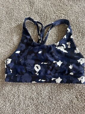 Navy Camo Sports bra - Navy/White